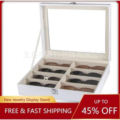 8-grade Eyeglasses Case Sunglasses Display Storage Box Holder Organizer Glasses Container with Clear Lid