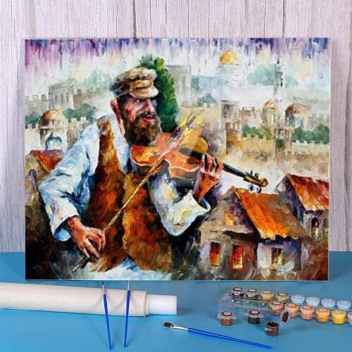 Fiddler In Jerusalem Painting By Numbers Complete Kit Oil Paints 40*50 Oil Painting Decoration For Children Art