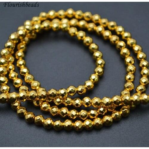 2mm~10mm High Quality Faceted Gold color Hematite Round Loose Beads Jewelry Supplies