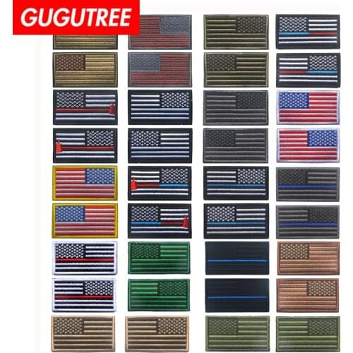 GUGUTREE embroidery HOOK&LOOP national flag patches Old Glory patches badges applique patches for clothing AD-42