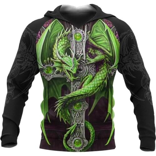 Irish Saint Patricks Day Shamrock Celtic Cross Dragon 3D Printed Hoodies Pullover Men For Women Sweatshirts Cosplay Costumes