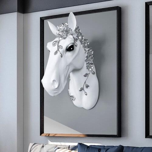Wind Nordic Creative Horse Head Wall Hanging Decoration Living Room Bar Solid Animal Head Wall Decoration Pendant Personality