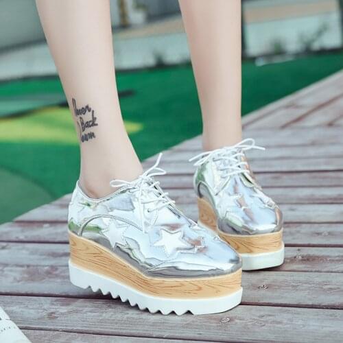 Fashion Women Shoes Heels Autumn Breathable Waterproof Wedges Sneakers Platform Shoes Woman PU Leather Casual Shoes Women
