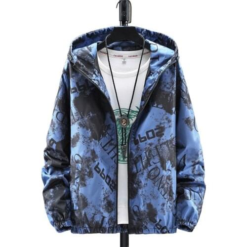 2020 Spring and Autumn New Hooded Bomber Thin Jacket Mens Camouflage Korean Youth Hooded Printing Casual Zipper Men Jacket