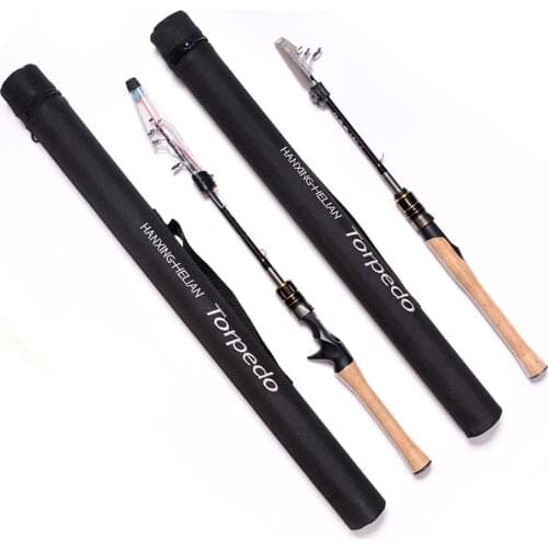 Lightweight Travel Carbon Telescopic Fishing Rod 1.8M L Power 2-10G 3-6LBS Spinning Casting with Tube