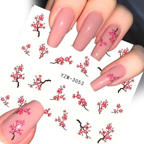 1 PC Flower Leaf Tree Summer Tips Nail Stickers Animal Butterfly Tattoo Water Transfer Slider Decal Manicure Nail Art Decoration