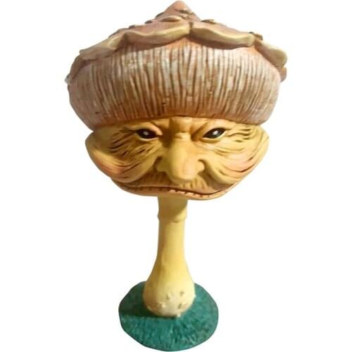 Miniature Happy Mushrooms for Garden Yard Lawn Ornament Fairy Garden Funny Face Mushroom Statue Decoration