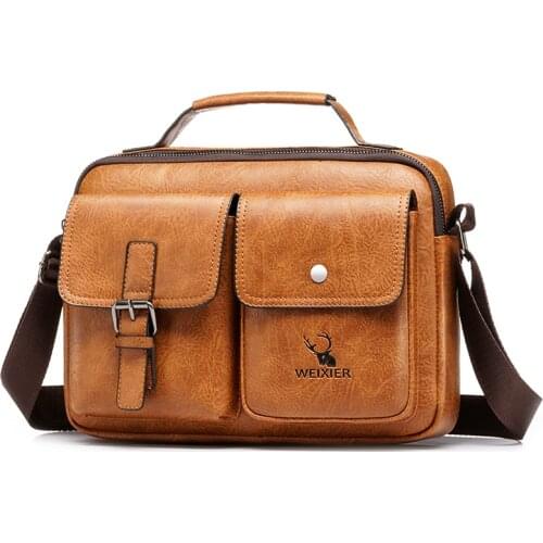 Mens Retro Crossbody Bag Fashion Trend PU Leather Shoulder Bag Business Casual High-capacity Brand Messenger Bag For Men