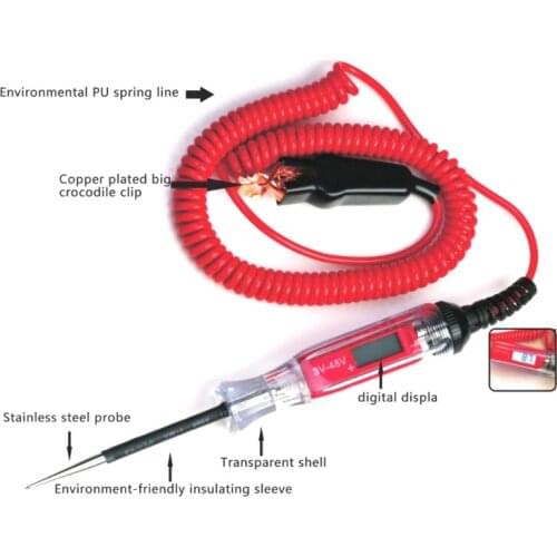 High Quality New Car 3V-48V Digital Electric Circuit LCD Tester Test Light Car Trailer RV Snowmobile Motorcycle Instruments