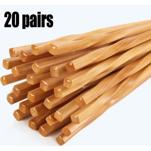 20Pairs New Handmade Natural Wood Chopsticks Healthy Chinese Carbonization Chop Sticks Reusable Hashi Sushi Food Stick Tableware