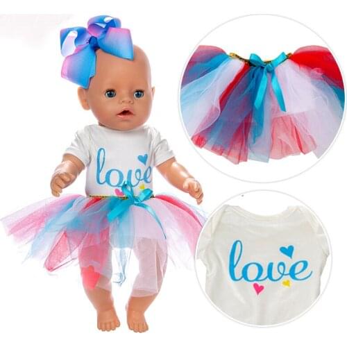 Love Dress Set Fit For Fit 17 inch 43cm Doll Clothes Born Baby dress For Baby Birthday Festival Gift