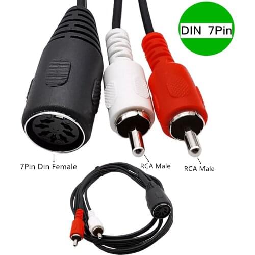 ERE 7 Pin Din Female to 2 RCA Male Audio Cable for connection of electronic organ industrial equipment, audio equipment, etc