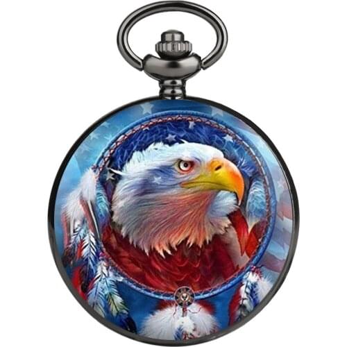 Luxury Smooth Black Pendant Pocket FOB Watch with Custom Animal Prints Men Women Arabic Numerals Analog Clock Reloj De Bolsillo