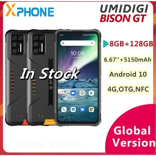 UMIDIGI BISON GT Rugged Phone 64MP Camera 8GB 128GB 6.67'' 5150mAh Fingerprint ID Support 4G NFC OTG Google Play Smartphone