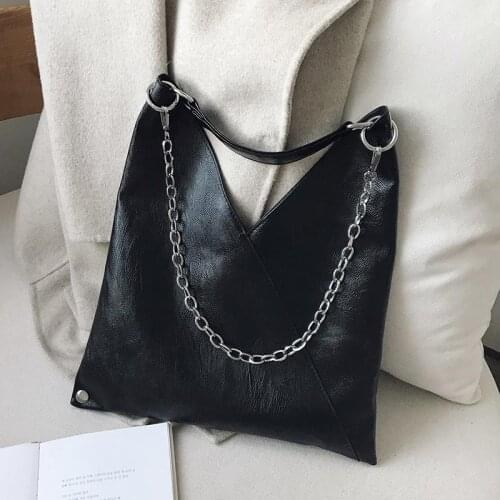Vintage Leather Shoulder Bags For Women 2020 Chain Designer Lady Crossbody Bag Female Cool High Capacity Solid Color Handbags