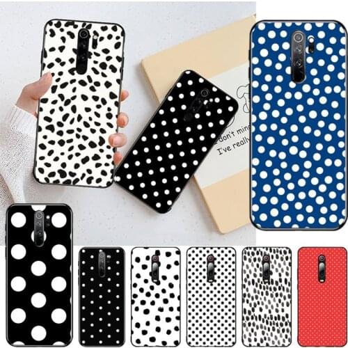 YJZFDYRM Black And White Polka Dot Soft Rubber Phone Cover for Redmi Note 9 8 8T 8A 7 6 6A Go Pro Max Redmi 9 K20