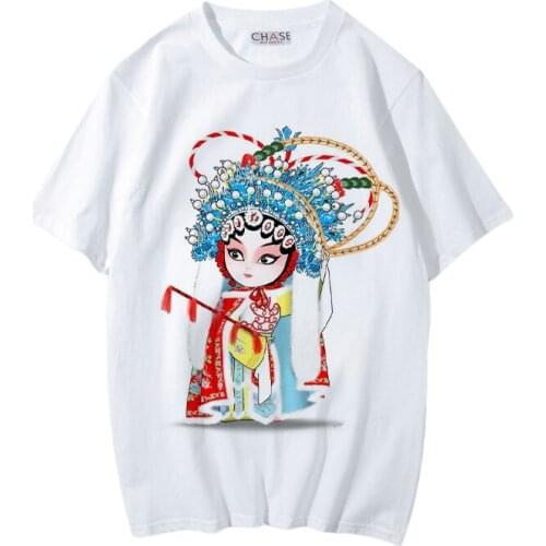 Women/Men Peking Opera Style T Shirt Cartoon Kawaii Anime T-Shirt Graphic Tees Harajuku Top Costume Casual tshirt Top Tee