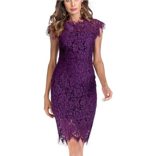 Women dress 2021 vintage lace sexy dress women elegant short sleeve slim solid color casual dress plus size vestido de mujer