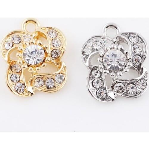 20*17mm Fashion Silver Gold Crystal Charms Pendant Rose Flower Charm & Pendant Fit Necklace Bracelet DIY Jewelry Making