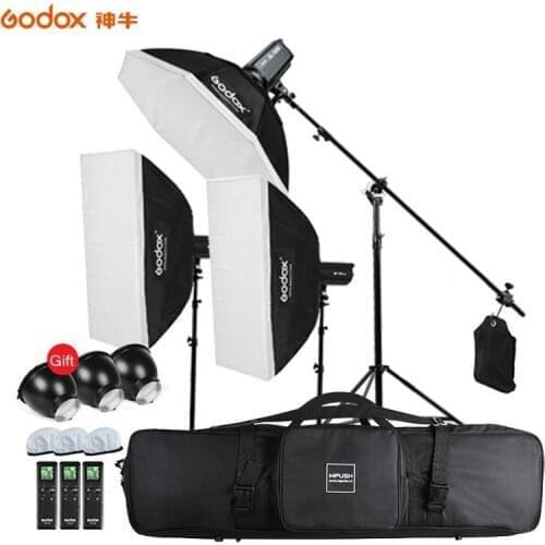 3* Godox SL-150W 450W Continuous Light Video Studio LED Light,Softbox,Light Stand, Boom Arm Light Stand For Studio Photography