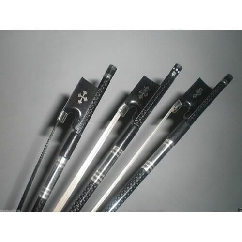 3 PCs Carbon Fiber Violin Bow 4/4 with different Flower inlay ebony frog