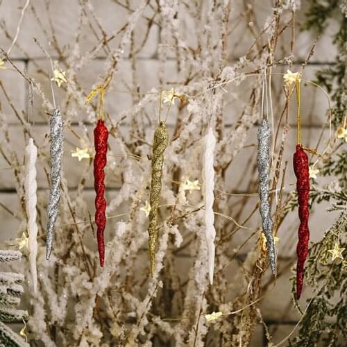 5pcs 13cm Christmas Simulation Ice Xmas Tree Hanging Ornament Fake Icicle Winter Party Christmas New Year Decoration Supplies