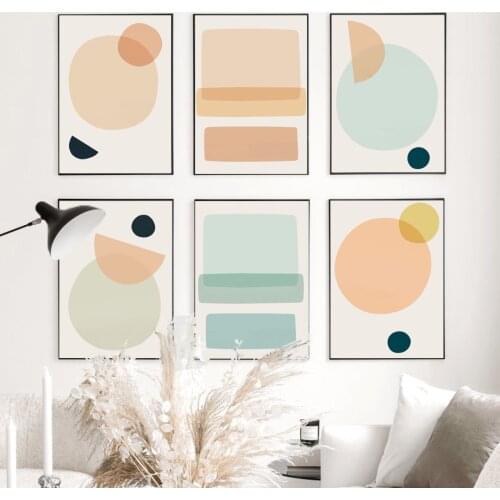 Abstract Orange Color Block Geometric Wall Art Canvas Painting Nordic Posters And Prints Wall Pictures For Living Room Decor