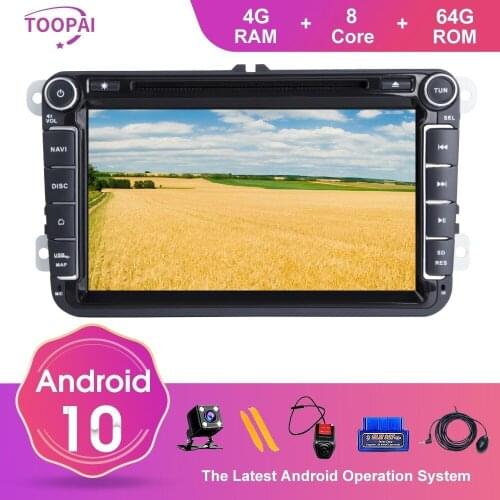 TOOPAI Android 10 For VW/Volkswagen/Golf/Polo/Tiguan/Passat/Skoda/Octavia Auto Radio GPS Navigation Car Multimedia Player DVD