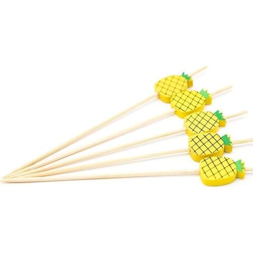 Free Shipping Party Wedding Supplies Disposable 120mm Cocktail Pineapple Bamboo Picks Fruit Skewers, 100/Pack