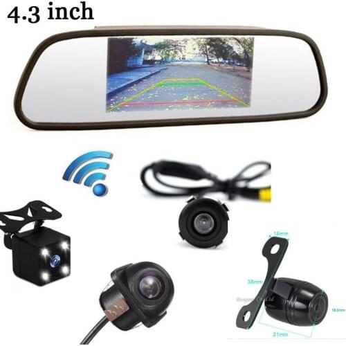 Wireless HD Car 4.3" LCD Monitor Display with CCD Auto Rear view Camera Black Reverse Back up Parking Front camera System 3 in 1
