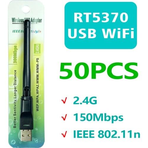 [50PCS] RT5370 Wireless Network Card 150Mbps Ralink Wi-Fi Receiver Mini USB 2.0 WiFi Adapter Antenna PC LAN Dongle 802.11 b/g/n