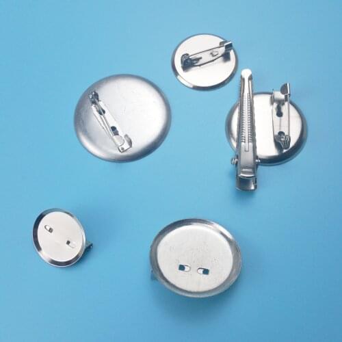 20pcs/lot 20mm 25mm 30mm Rhodium Round Filigree Brooch Cabochon Base Blank Tray With Safe Lock Pin Back & Clip Diy Jewelry