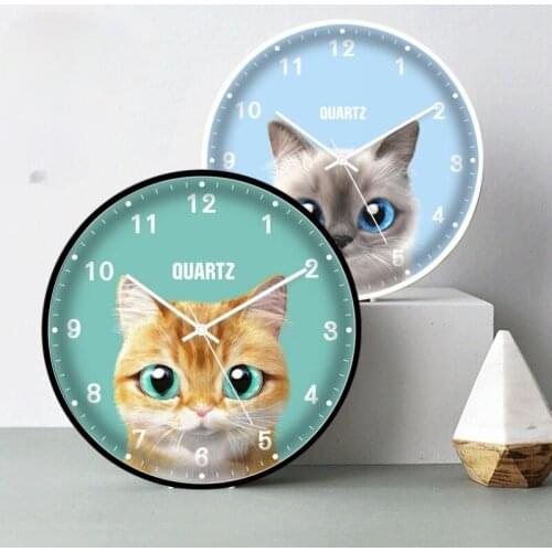 Cute cat puppy clock watch pet shop living room bedroom study art deco mute wall clock digital wall clock cuckoo clock CL32204