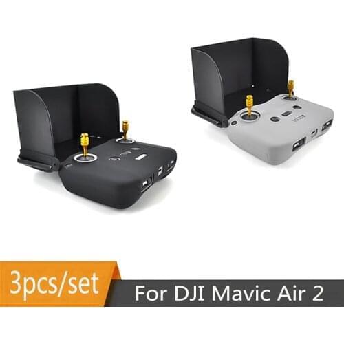 For DJI Mavic Air 2 Drone Part Remote Control Gold Joystick Rocker Protective Cover Sunshade Extension Accessories 3pcs/set