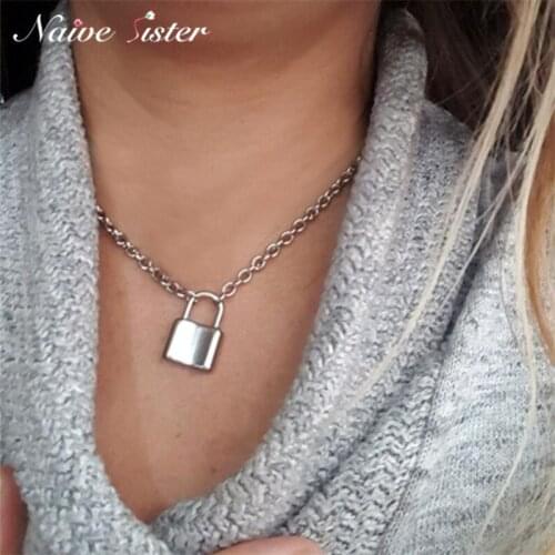 Hiphop Jewelry Lock Pendant Necklaces for Women Men Zinc Alloy Jewelry Trendy Boyfriend Gift Punk Chokers Party Accessories