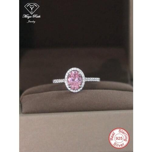 Simulated Pink Diamond Ring Real 925 Sterling Silver Party for Women Anniversary Female Friend Bridal Gifts Sparkling 2021 Trend