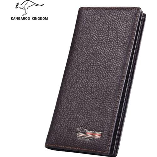KANGAROO KINGDOM fashion men wallets genuine leather long credit card holder purse brand wallet
