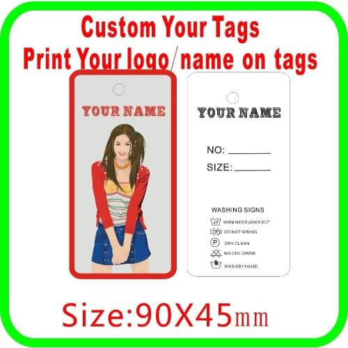 Beautiful girl design cusotm print hang tags 500pcs/lot, add your logo on hang tags