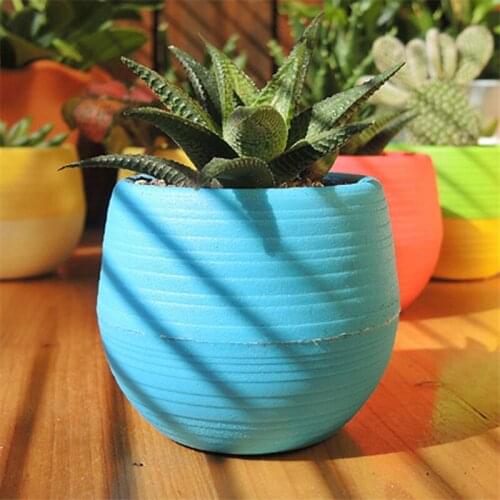 Creative Eco-friendly Colourful Mini Round Plastic Plant Flower Pot Succulent Gardening Pot Home Office Decor Potted Planter 7cm
