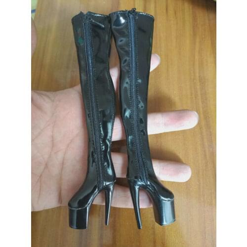 [1/6th Shoes Model ] Black Female Boots For 12" Body