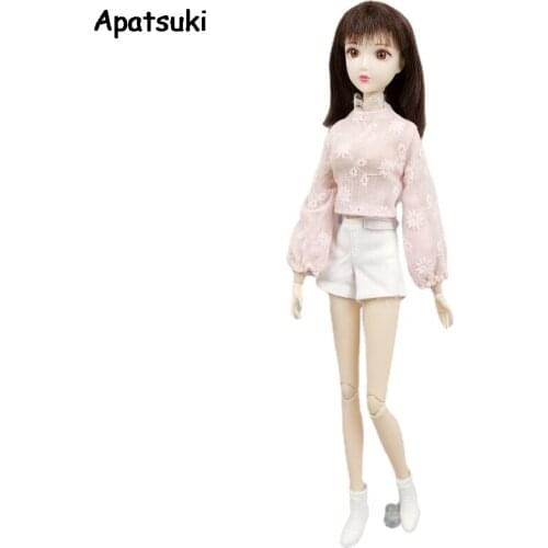 Fashion Clothes Doll Set For Barbie Accessories 1/6 Outfits Pink Puff Sleeve Tops Leather Skirt Shorts For Blythe Dolls Toys