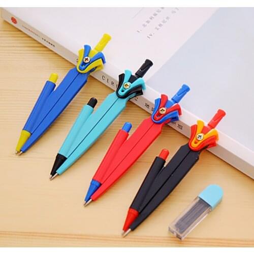 1 Set Cartoon Compass+Replacement Refill+Eraser Kit Drawing Gadget Student Stationery Geometry Drafting Math Learning Compasses
