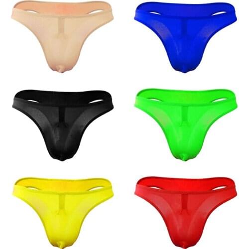 Mens sexy underwear transparent ice silk thong T pants breathable sports sweat-absorbent sexy temptation youth favorite one siz