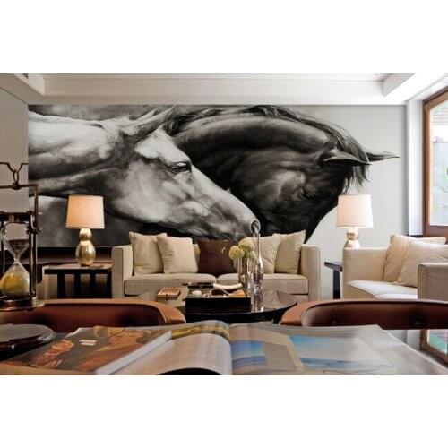 Custom horse wallpaper 3D, two horse painting for the living room bedroom TV background wall waterproof textile papel de parede