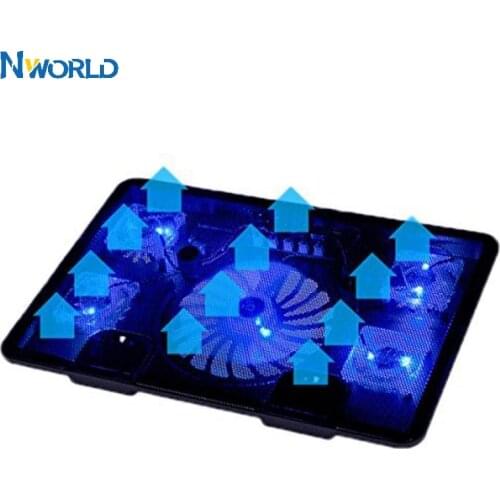 Genuine 5 Fan 2 USB Laptop Cooler Cooling Pad Base LED Notebook Computer Cooler USB Fan Stand For Laptop PC 10''-17'' Hot sale