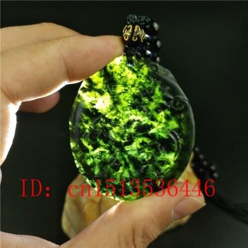 Certified Chinese Natural Black Green Jade Dragon Pendant Necklace Fashion Jewellery Accessories Hand-Carved Men Lucky Amulet