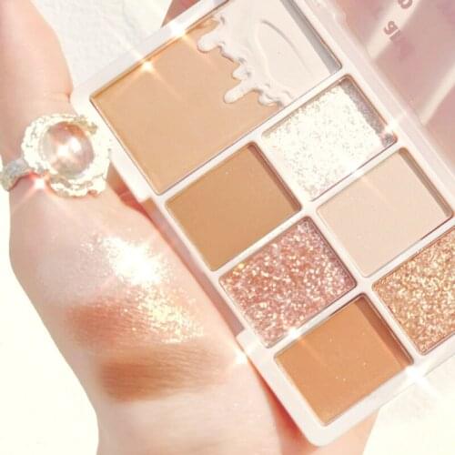 Chestnut 7Color Eye Shadow Palette Matte Pearl Glitter Powder Earth Color Eye Shadow Eyes Makeup TSLM1