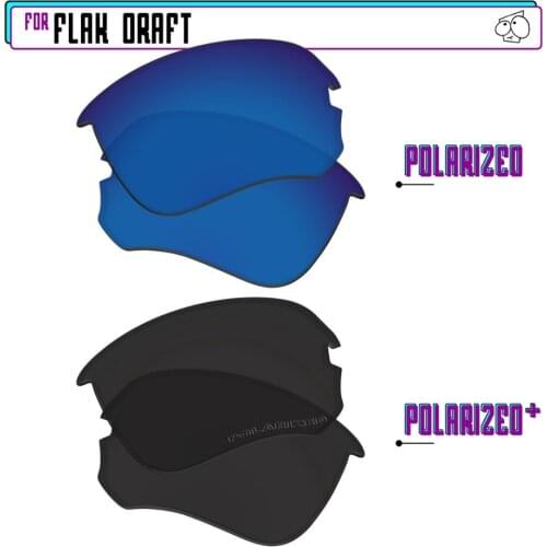 EZReplace Polarized Replacement Lenses for - Oakley Flak Draft Sunglasses - BlackPPlus-SapphireP
