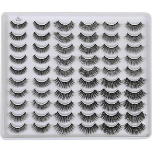 QUXINHAO 30Pairs Mink Eyelashes Handmade 6D Mink Lashes Full Strip Lashes Soft Curl False Eyelashes Makeup Tool