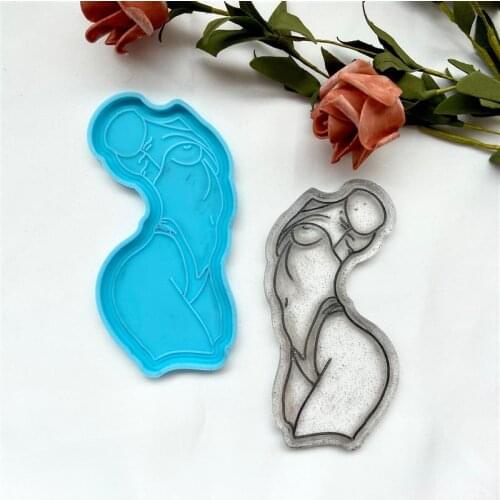 DIY Sexy Female Mold Back View Coaster Tray Cup Mat Holder Storage Box Resin Silicone Mould Handmade Home Decoration Making Tool